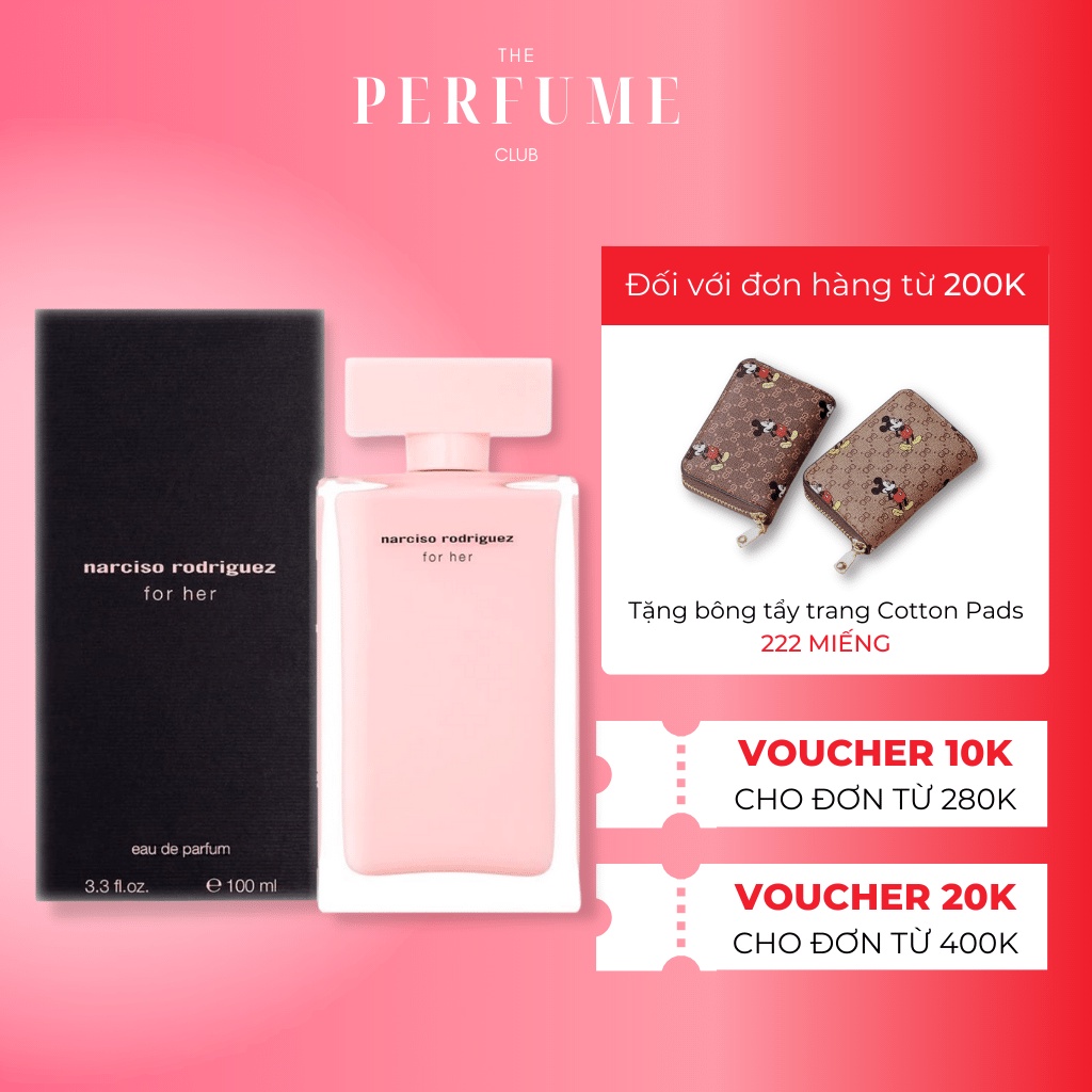 Nước Hoa Nữ Narciso For Her EDP Hồng Nhạt 100ml - Dầu Thơm Nữ Hương Thơm Gợi Cảm, Quyến Rũ