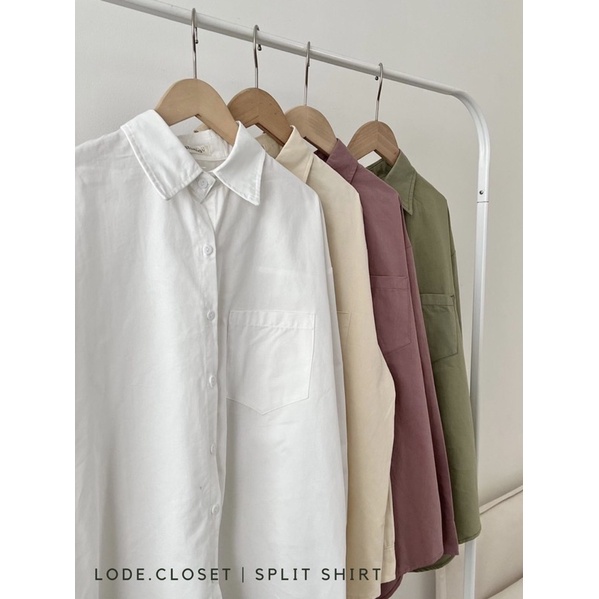 Áo sơ mi form rộng với màu sắc nhẹ nhàng có điểm nhấn xẻ sau lưng | SPLIT SHIRT | LODE |