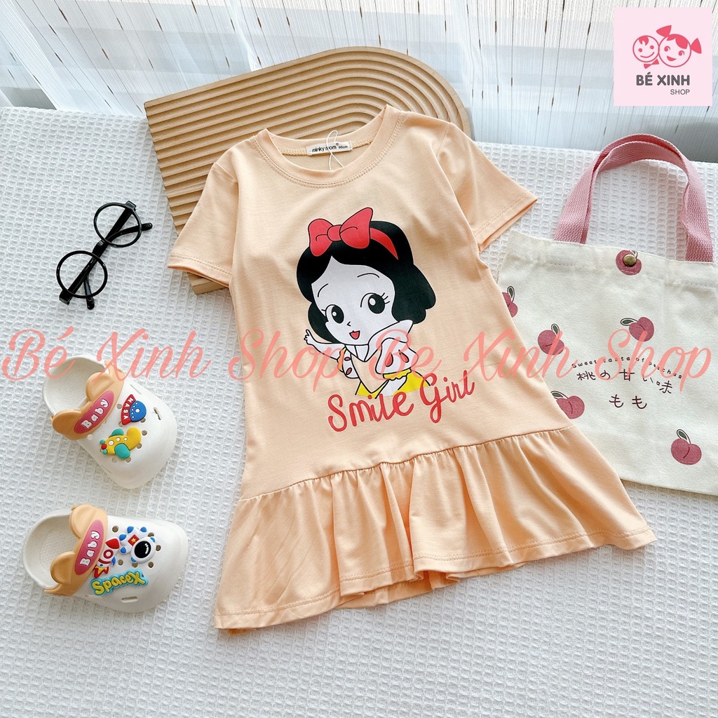 Váy Đầm Cho Bé Gái Thun Lạnh Cộc Tay Mùa Hè Minky Mom Váy Hè Đầm Thun Trẻ Em Bé Gái Mặc Nhà Mềm Mịn Mát ĐẦM CỘC TAY