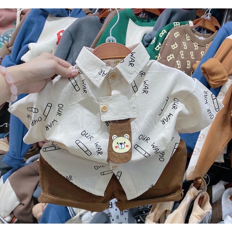 Các mẫu áo Sơ mi kèm quần cho bé trai