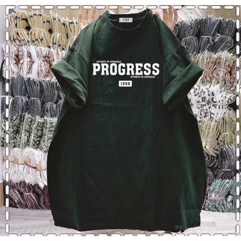 Áo Thun Châu Loại 1 Nam Nữ Tay Lỡ Form Rộng Hàng In Chữ PROGRESS
