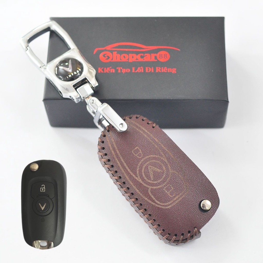 Bao Da chìa khoá xe Vinfast Fadil. chìa cơ chuôi gập. Da Bò chuẩn mẫu