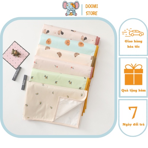 Lót Thay Bỉm Cho Bé, Lót Chống Thấm 2 Mặt Chất liệu Polyester Không Thấm Nước Họa Tiết Cực Xinh Doomi Store - SP104