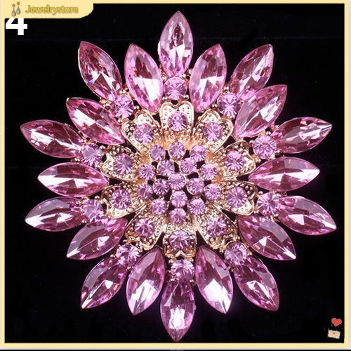 Ghim Cài Áo Hợp Kim Hình Hoa Đính Đá Lấp Lánh Thời Trang Cho Nữ