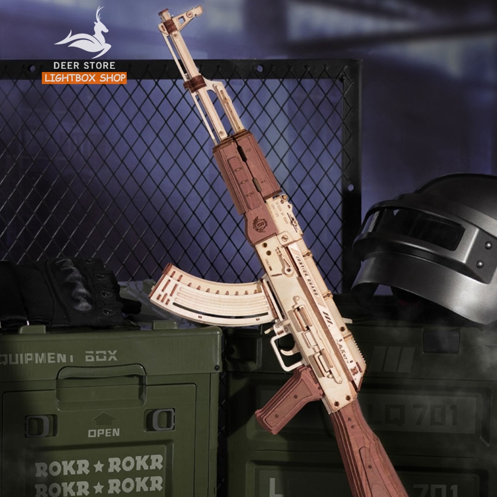 Đồ chơi lắp ghép gỗ 3D ROBOTIME Mô hình Đồ chơi quân Sự ROKR Assault Rifle LQ901
