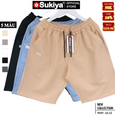 Quần short Nỉ Nam SUKIYA JAPAN Hàng Cao Cấp 3 Màu Trơn QS05