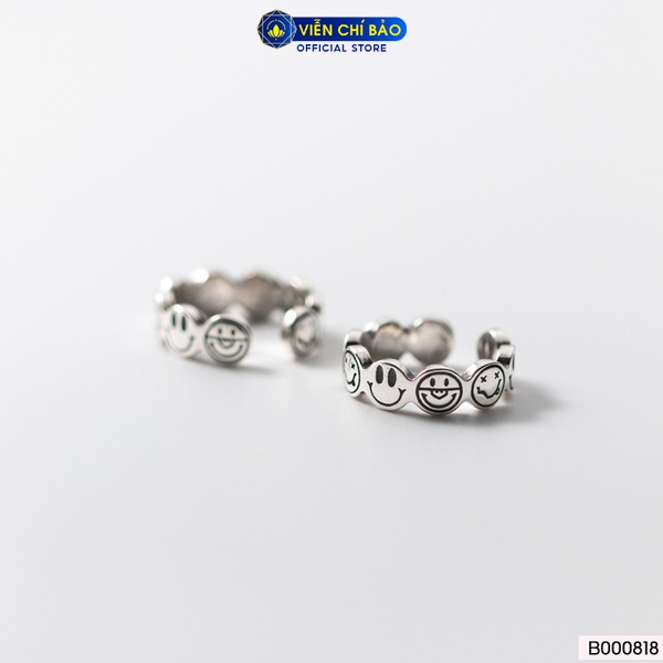 Bông tai bạc nữ mặt cười kẹp vành (chiếc) chất liệu bạc Thái 925 thời trang phụ kiện trang sức Viễn Chí Bảo B000818