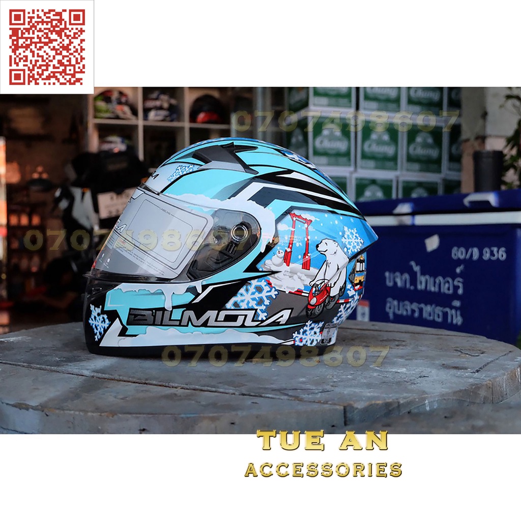 Mũ bảo hiểm FULLFACE HÀNG NHẬP KHẨU THAILAND VELOCE SNOW SKY (Tặng kính dự phòng)
