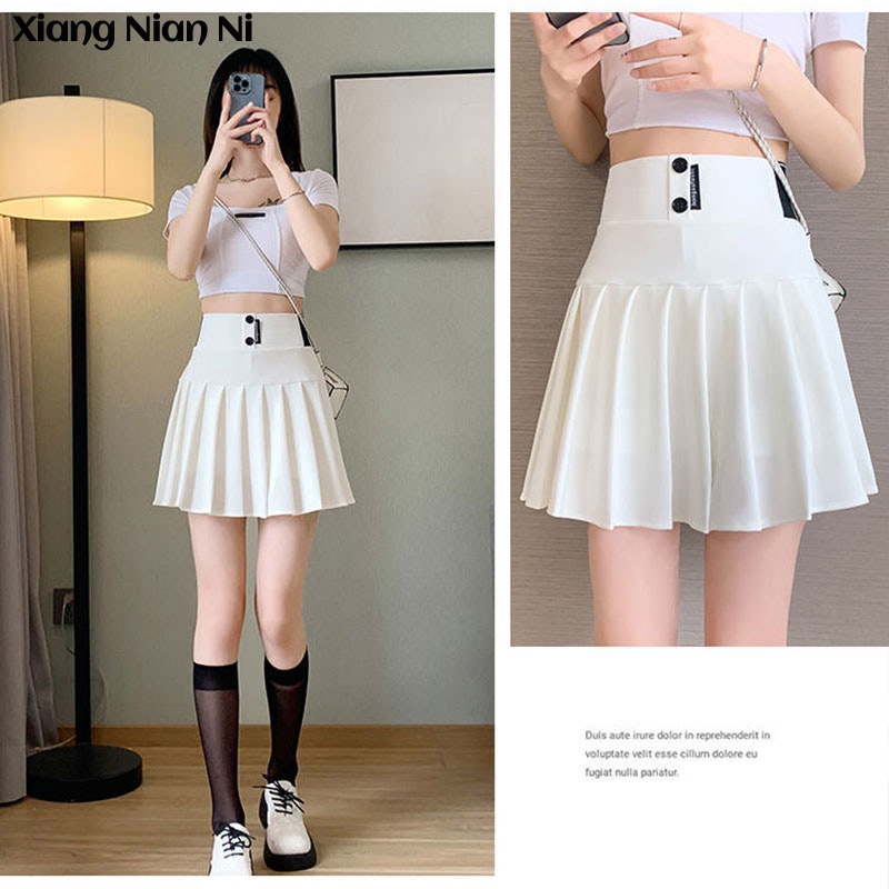 Xiang Nian Ni Chân váy xếp ly lưng cao co giãn có size lớn thời trang dành cho nữ