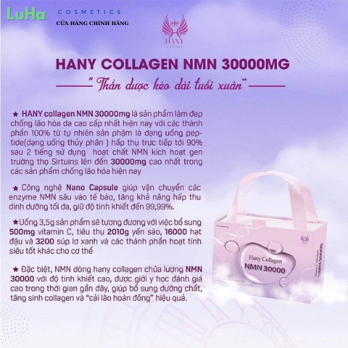 Hany Collagen NMN 30000 hộp 30 gói, Bổ Sung Collagen giúp Duy Trì Sức Khỏe và Làm Đẹp Da từ Bên Trong, luhacosmetics | BigBuy360 - bigbuy360.vn