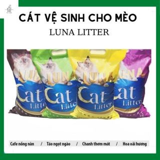 Cát vệ sinh cho mèo Luna Cat Litter 18L mùi chanh táo cà phê lavender thấm hút, vón tốt, ít bụi, khử mùi hiệu quả