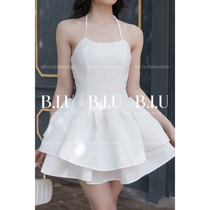 Đầm 2 tầng cổ yếm kiểu cột dây phom dáng xòe chất xốp JISOO DRESS BB0051 Biu Clothing