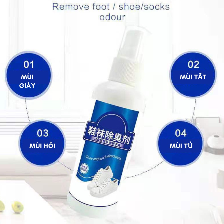 Chai xịt khử mùi giày William Weir mini 100ml tiện lợi mang theo đi làm, đi học, đi du lịch