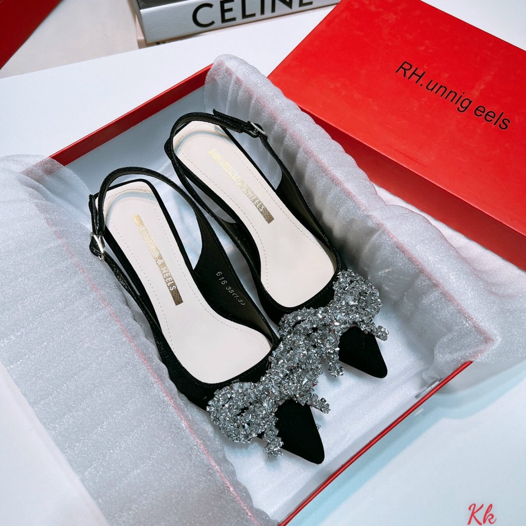 Giày quai hậu QUEEN SHOES nơ đá sang chảnh 616-1