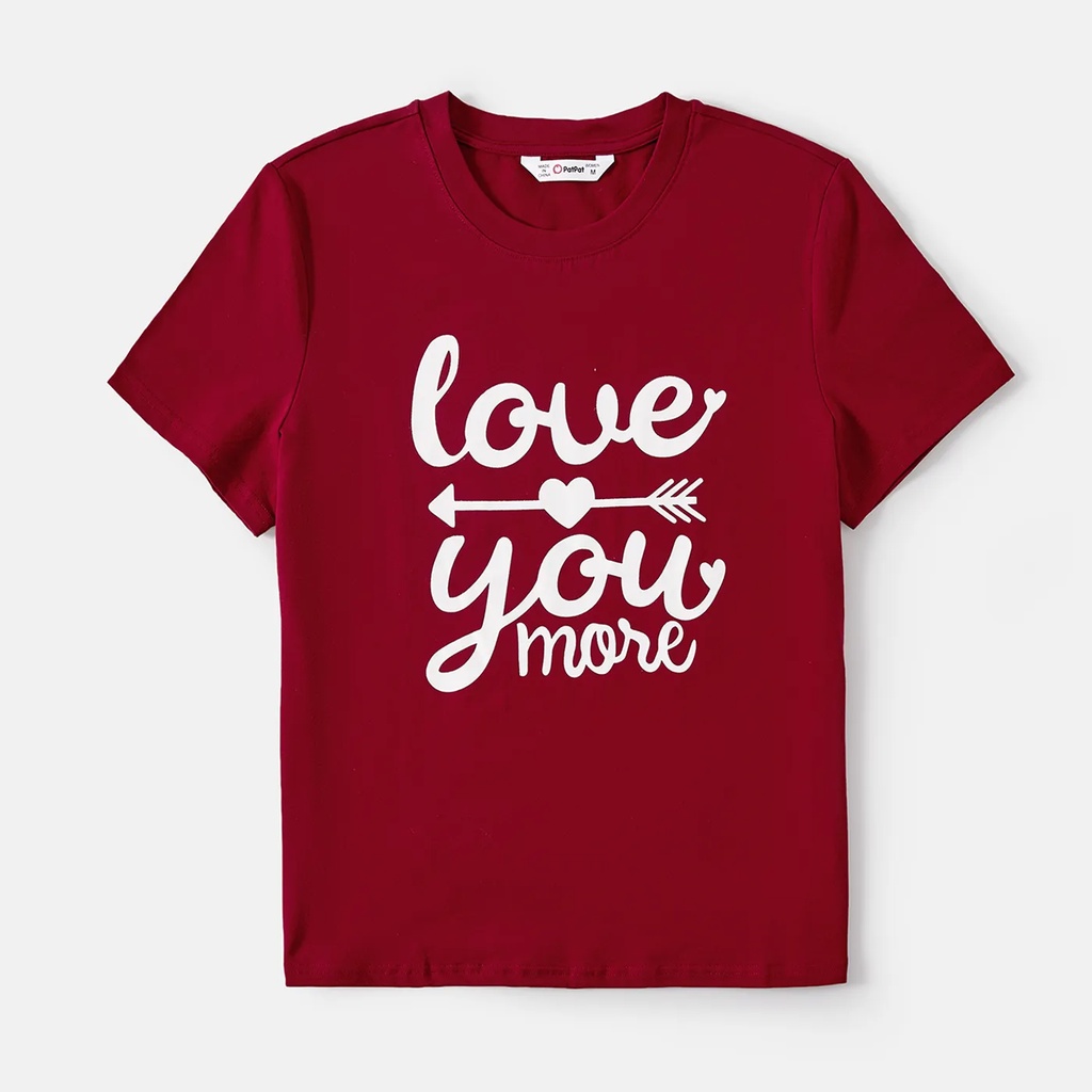 Áo Gia Đình Familylove - Đồng Phục Gia Đình In Chữ Love You More Xinh Xắn Cotton 100% Cao Cấp 2 Màu Trắng Đỏ Đô