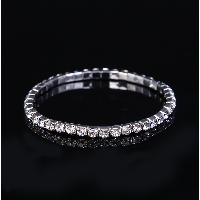 Lắc tay nữ vòng tay co dãn đính đá zircon 1 hàng đá phong cách thời trang hàn quốc dễ thương