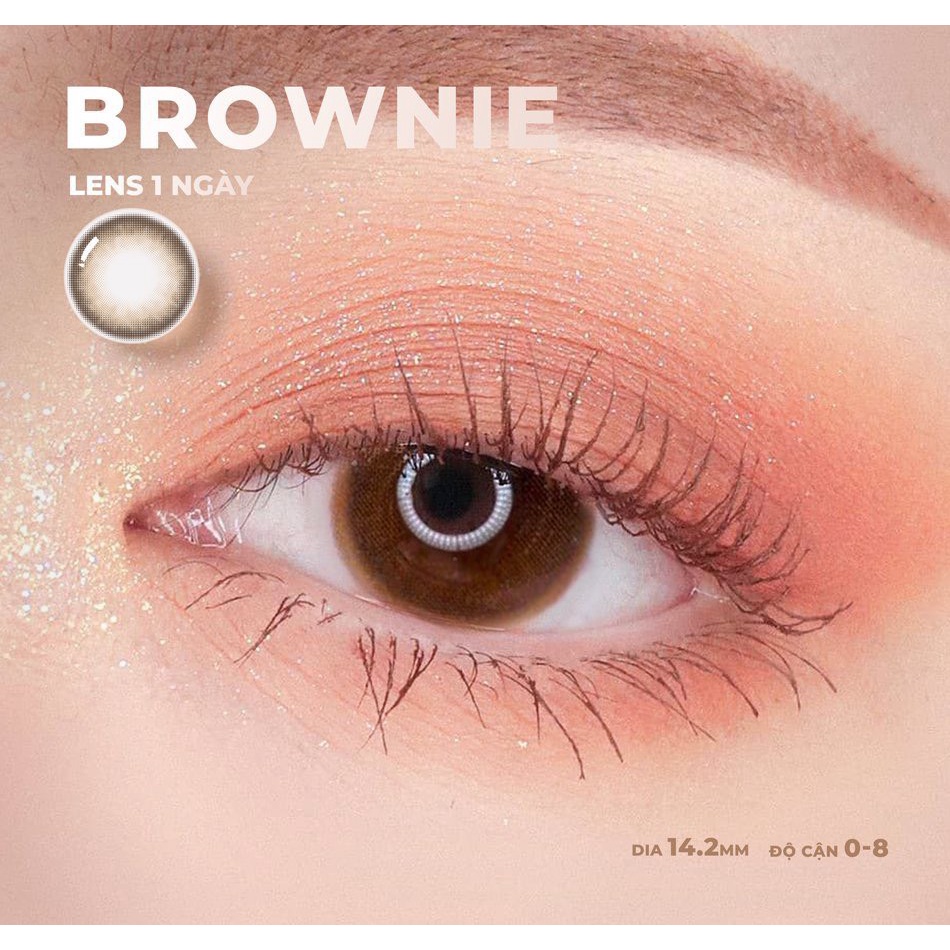 Kính Áp Tròng/ Lens mắt đeo 1 ngày có màu Nâu Brownie & Xám Gracie 24h không cần dùng nước ngâm