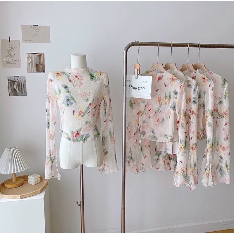 ÁO HOA VOAN MỎNG DẬP LI CO GIÃN NHẸ NHÀNG