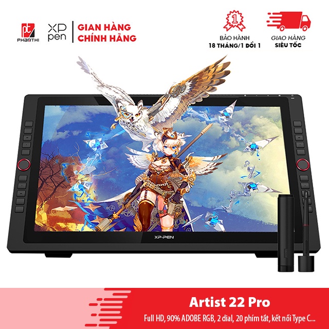 Bảng Vẽ Màn Hình XP-Pen Artist 22R Pro 21.5inch IPS FullHD 90% AdobeRGB, 2 Dial, 20 Express Keys, Lực Nhấn 8192