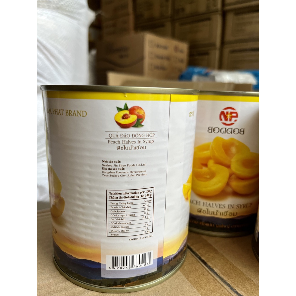 Trái Đào Ngâm Nước Đường Thái Lan lon 820gr