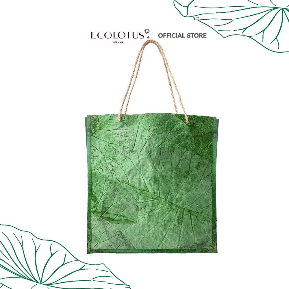 Túi Giấy Hoa Văn Lá Sen ECOLOTUS, Size S, 23.5 x 8 x 18 cm, Sản Phẩm Thiên Nhiên.