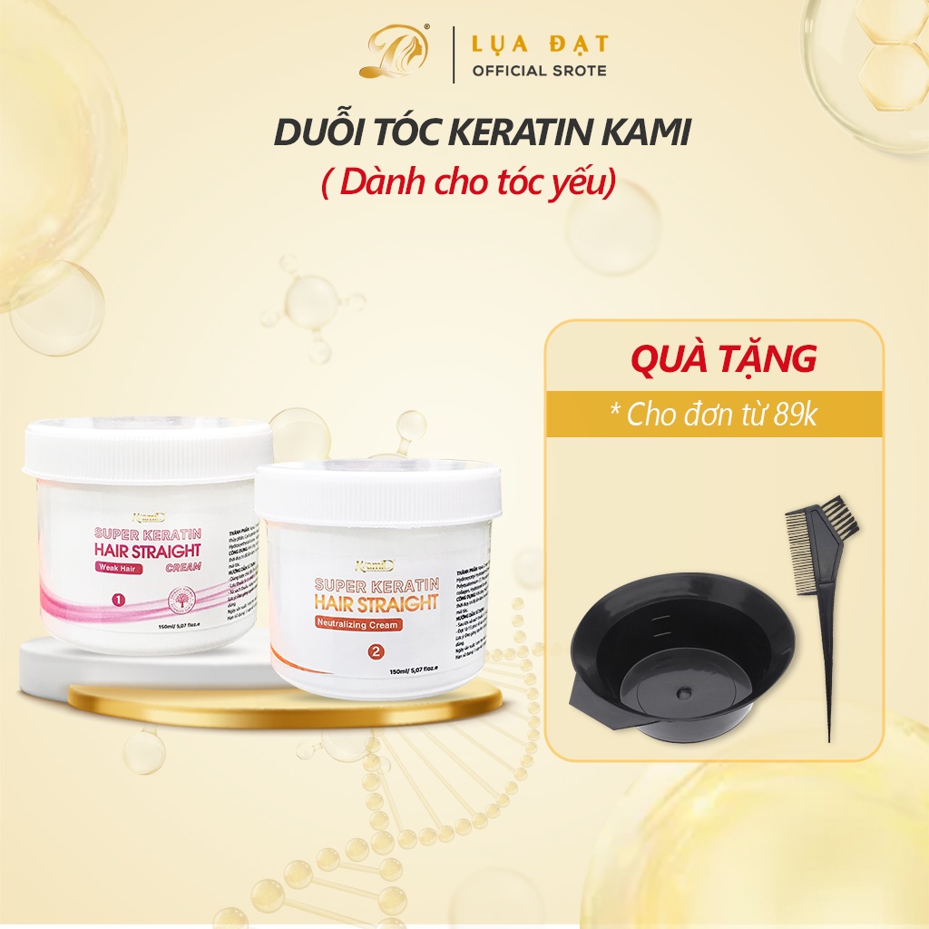 Thuốc duỗi tóc dành riêng cho tóc yếu,thuốc ép tóc không dùng nhiệt KAMI phục hồi tóc hư tổn 500ml