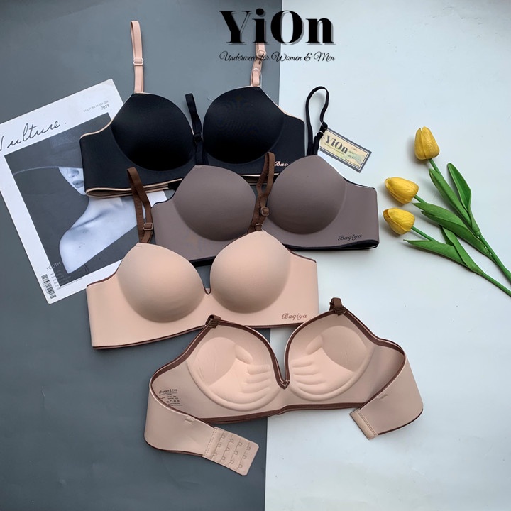 Áo Lót Không Gọng Đệm Bàn Tay Viền Đen Nâng Ngực YiOn Underwear K92