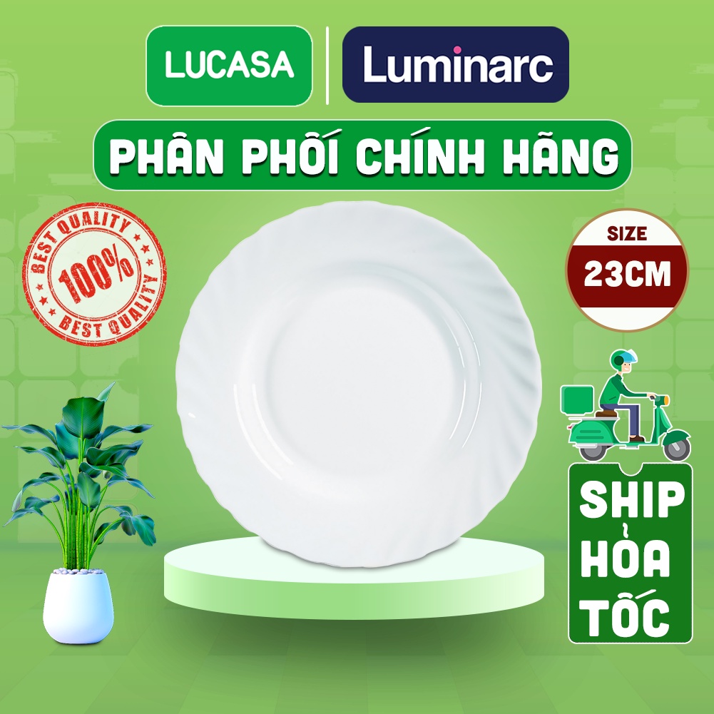 Bộ 6 Đĩa Thủy Tinh Luminarc Trianon Trắng 23cm - Loại Sâu BOL3646 | Phân Phối Chính Hãng