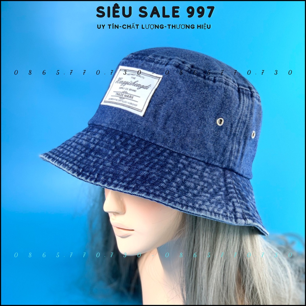 NÓN VÀNH CHẤT JEAN MỀM DENIM PHỐI LOGO HÀNG QC NHẬP CAO CẤP THỜI TRANG NỮ CÓ DÂY ĐIỀU CHỈNH FORM