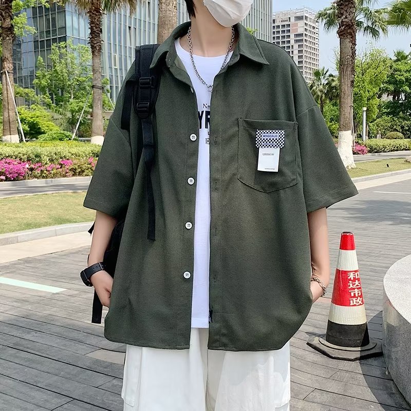 áo sơ mi nam ngắn tay unisex áo sơ mi nhung tăm thời trang áo khoác sơ mi nam from rộng oversize áo nam đẹp mùa hè thời trang áo đôi nam nữ street style áo sơ mi nam form rộng