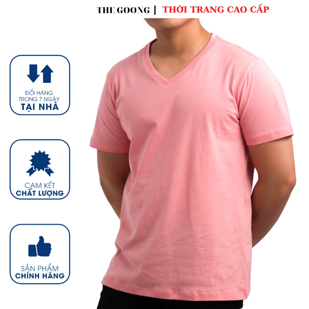 Áo Phông Trơn Nam Cổ Tim, Áo Thun Basic Cotton Cao Cấp Hàng Hiệu Thoáng Mát Kháng Khuẩn Tay Ngắn Màu Cà Rốt