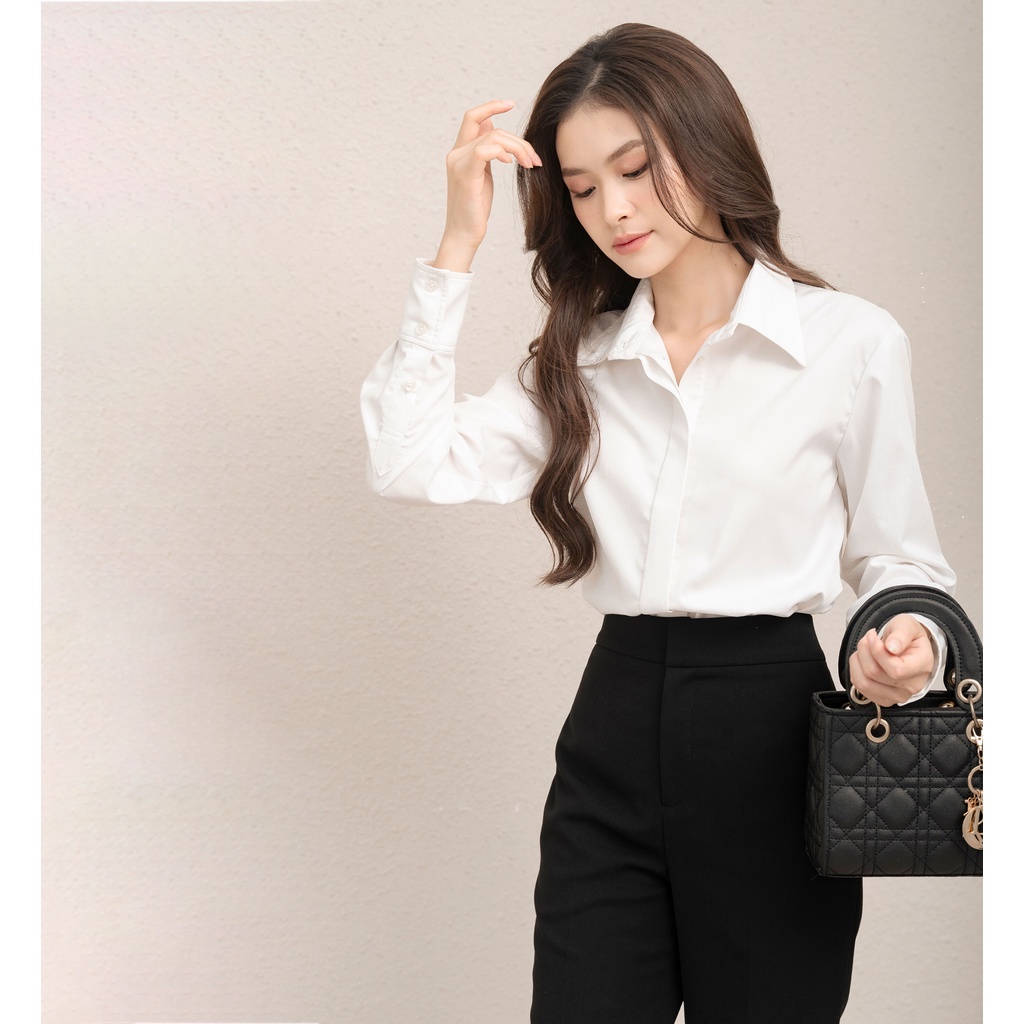 Áo sơ mi trắng, chất liệu thô bamboo cao cấp Celine Top by DAO Concept