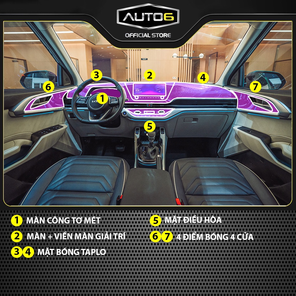 KIA CARENS 2022-2023 bản PREMIUM, SIG - Phim PPF dán bảo vệ nội thất ô tô - AUTO6 &lt;Chống xước và che mờ các vết xước cũ&gt;