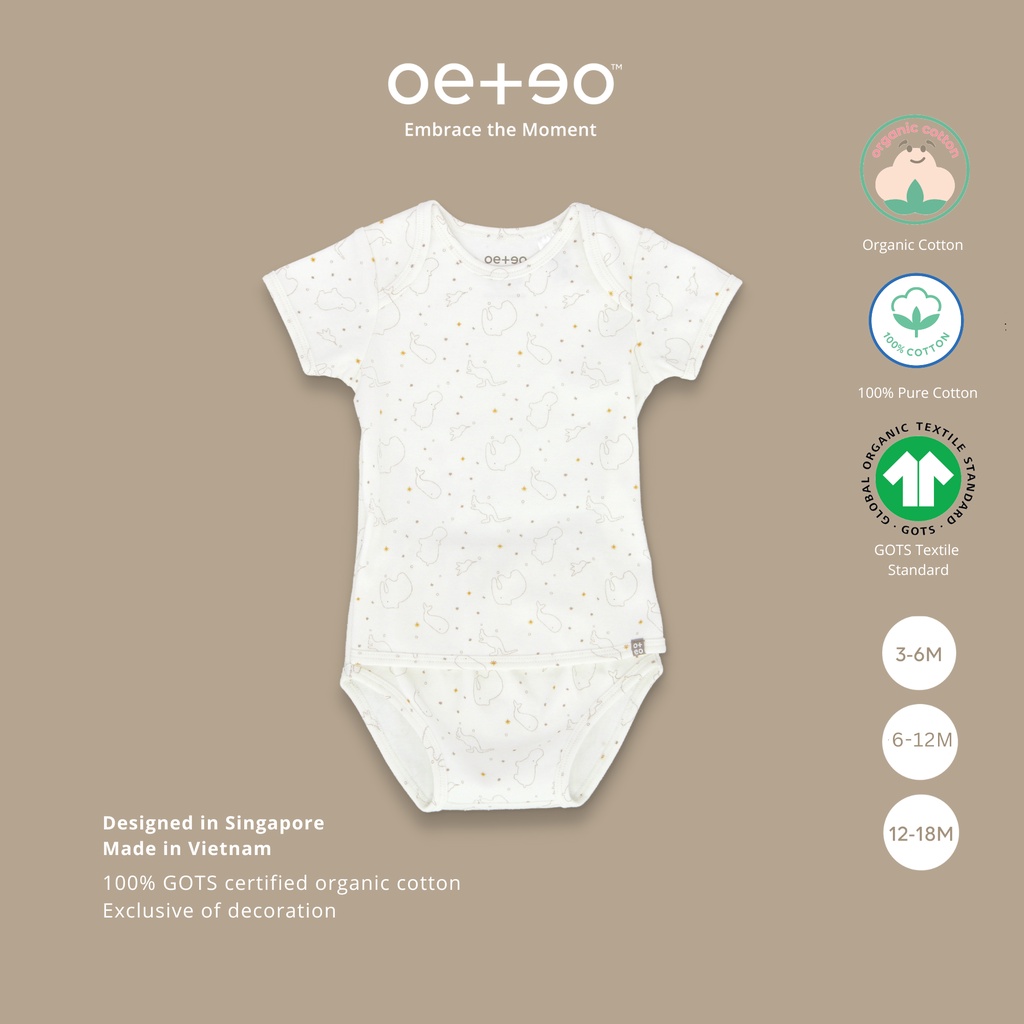 Bộ liền quần bé trai bé gái 3 - 18 tháng vải cotton in họa tiết động vật dễ thương TROM1-1558 - OETEO Whole New World