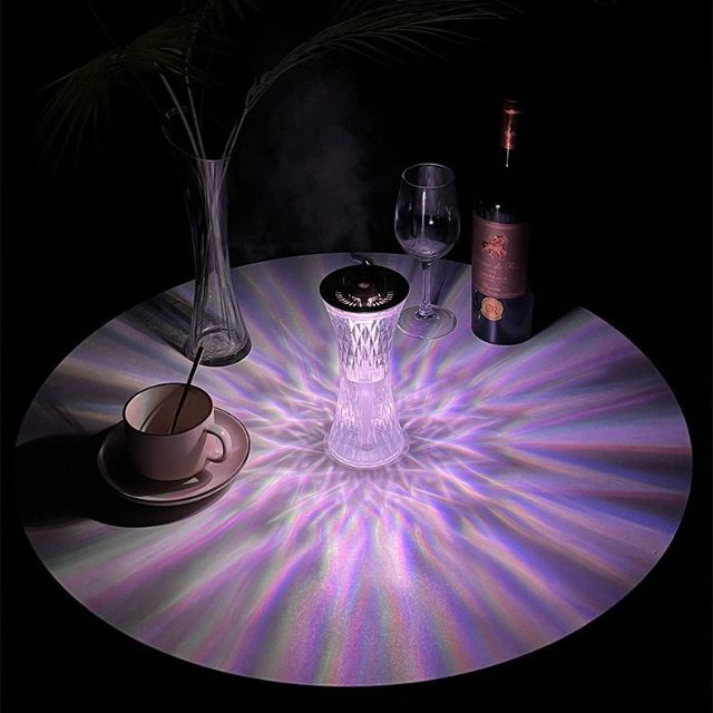 Máy xông tinh dầu phòng ngủ phun sương tạo độ ẩm mini tích hợp đèn ngủ pha lê 7 màu trang trí độc đáo - Thế giới đèn X6