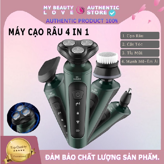 Máy cạo râu 4 in 1 Shaver 4D & Shaver 9D Tặng Kèm 6 Phụ Kiện Cao Cấp Chuyên Dụng Máy Chống Nước Tuyệt