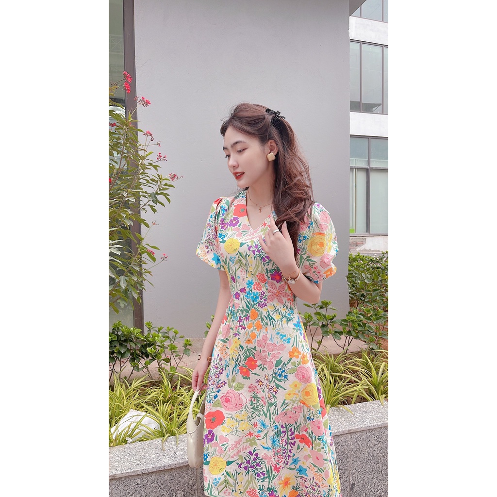 Váy hoa thô sắc màu hot hit