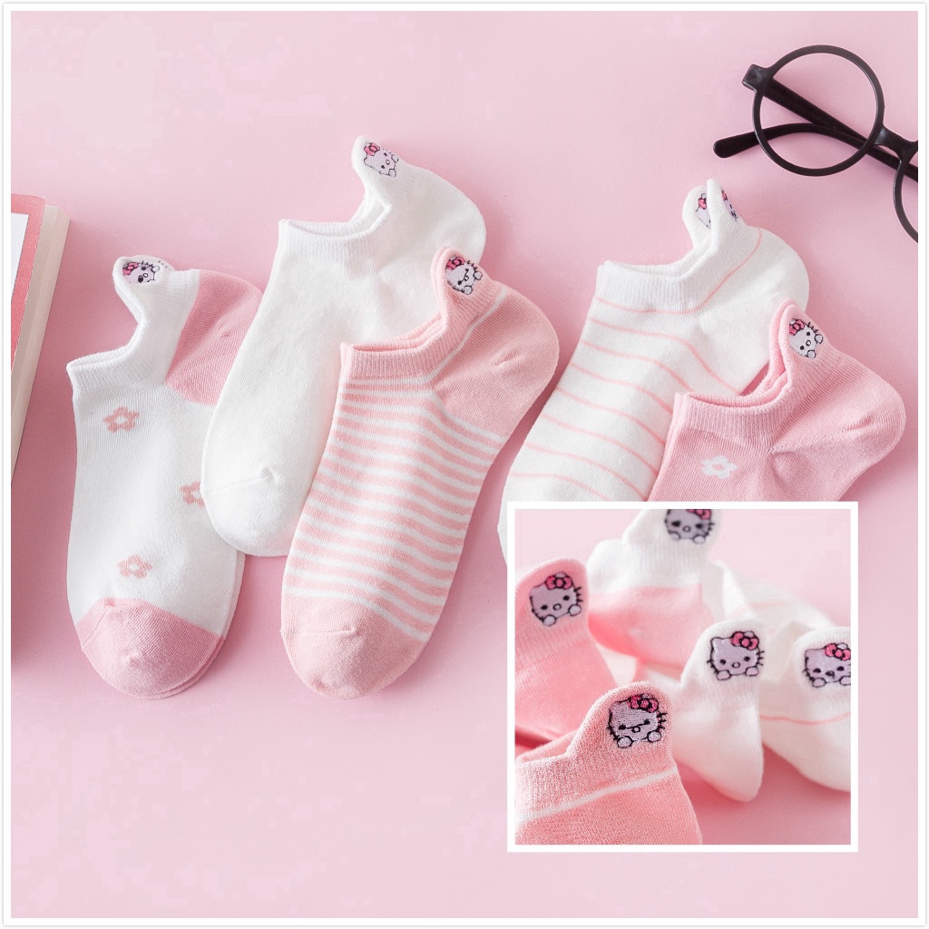 Set 5 Tất Vớ Cổ Ngắn Hình Mèo Dễ Thương Nhiều Màu Sắc, Thấm Hút Mồ Hôi 88362 Shop Kho Tông vp88