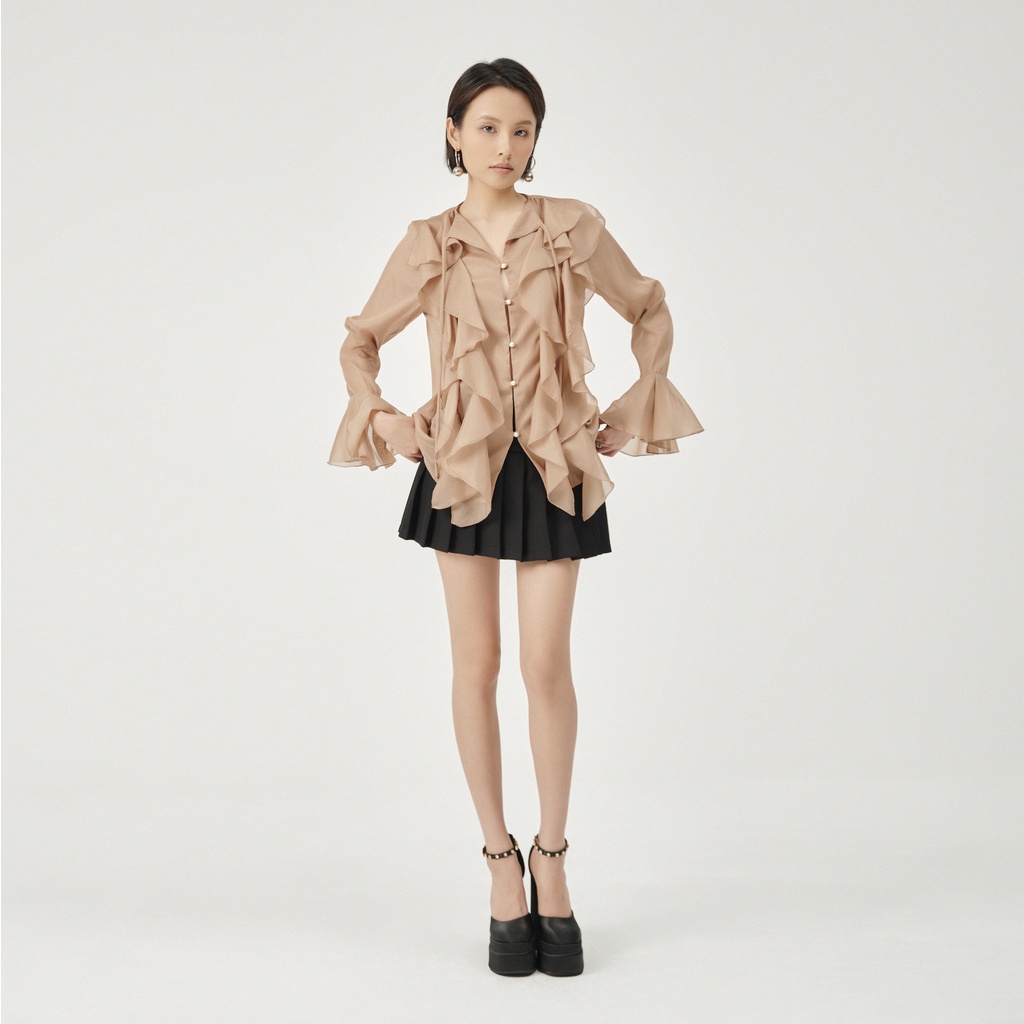 WHITELAZZ │Áo sơ mi voan bèo nhún - Levoan Ruffled Sleeve Shirt