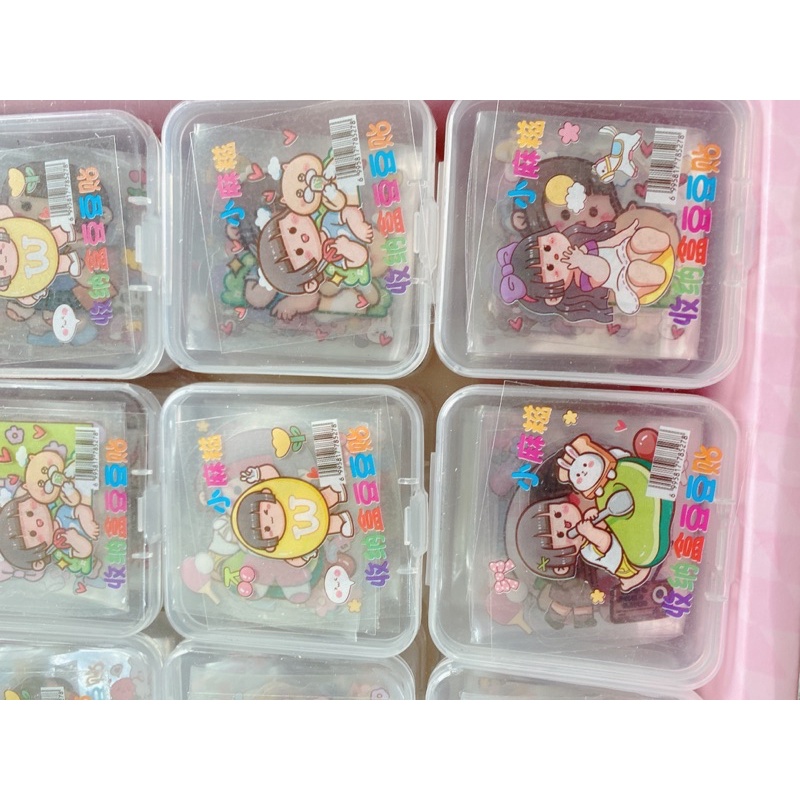 Khay 30 hộp dán sticker nhựa trong siêu đẹp hộp 12 tờ