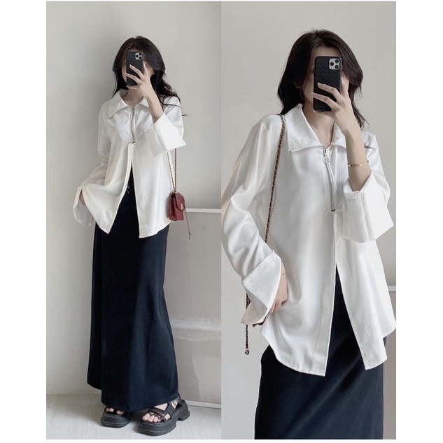 [NEW]ÁO SƠMI KHOÁ KÉO XẺ VẠT TAY XẺ RỘNG CÁ TÍNH