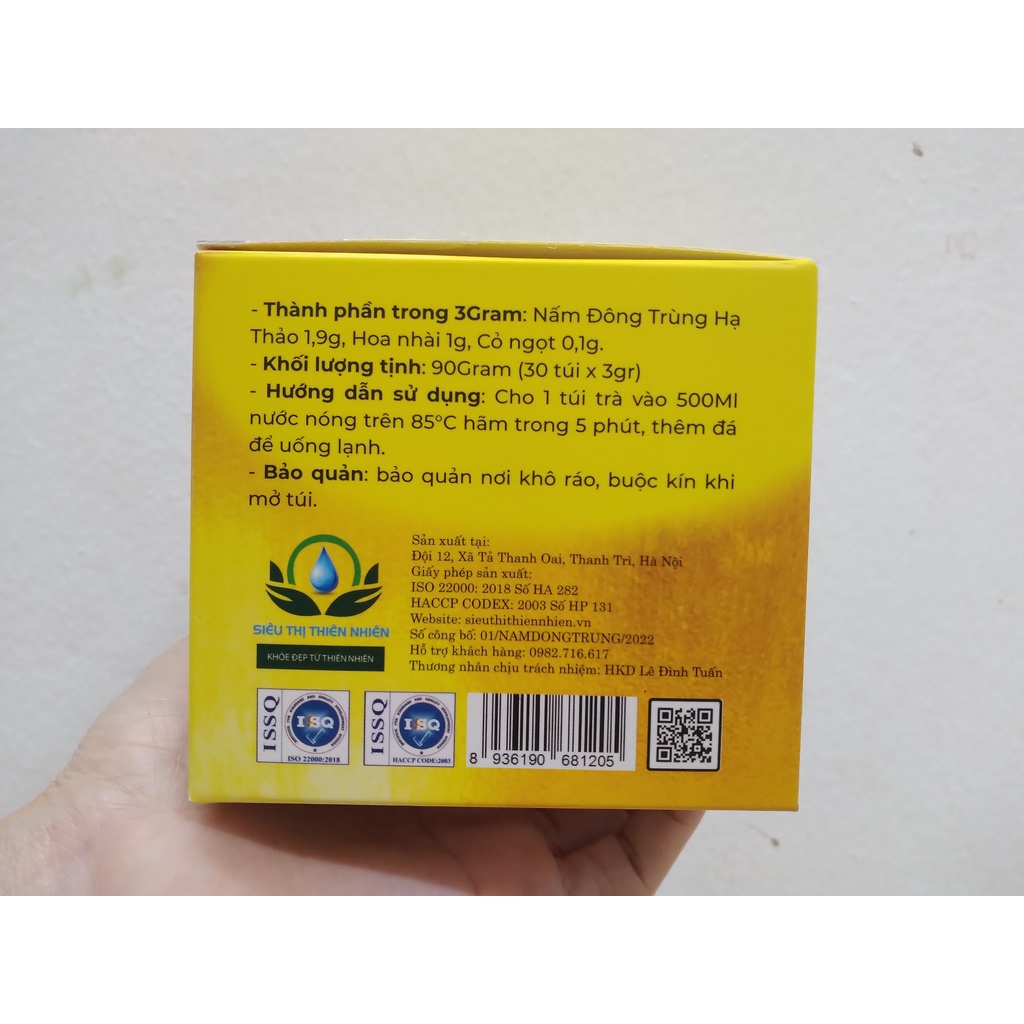 Trà Đông Trùng Hạ Thảo hộp 30 Túi Lọc x 3Gram Siêu Thị Thiên Nhiên