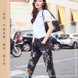 Áo Thun Nữ Tay Ngắn In Logo Chữ Cheers DLX