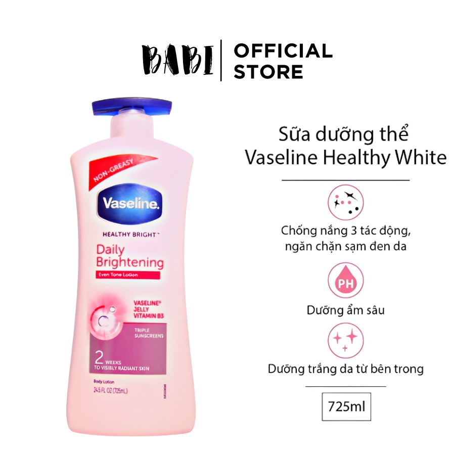 Sữa dưỡng thể Vaseline Healthy White UV Lightening Body Lotion Bản Mỹ 725ml