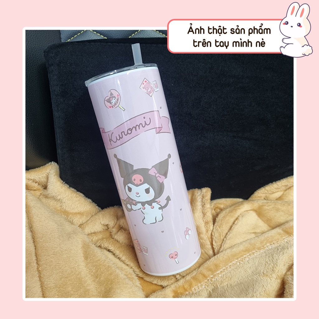 Bình giữ nhiệt cute hình Kuromi Sanrio - Cốc giữ nhiệt cute hình Kuromi Sanrio - 600ml - Inox 304