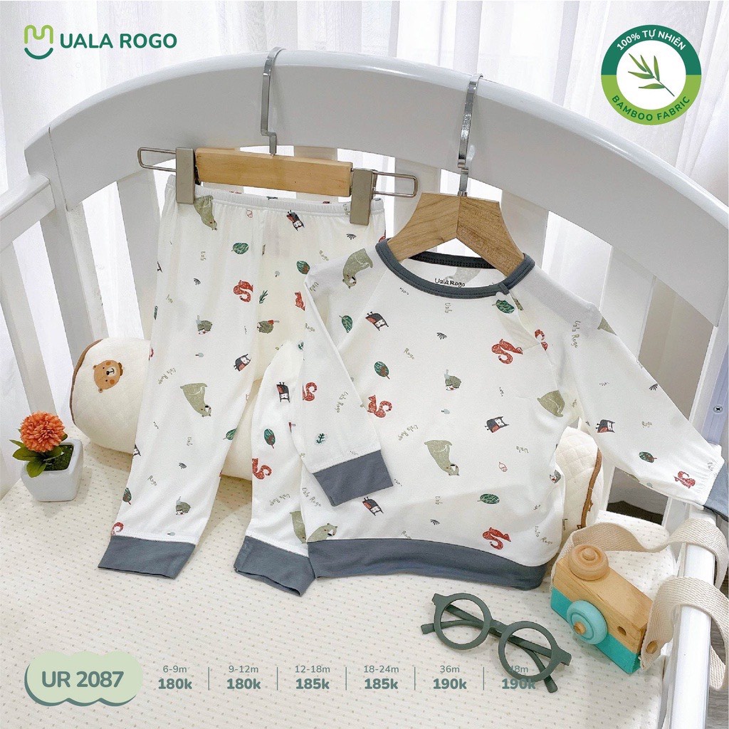 Uala rogo - Bộ quần áo dài tay cài vai Bamboo UR2087