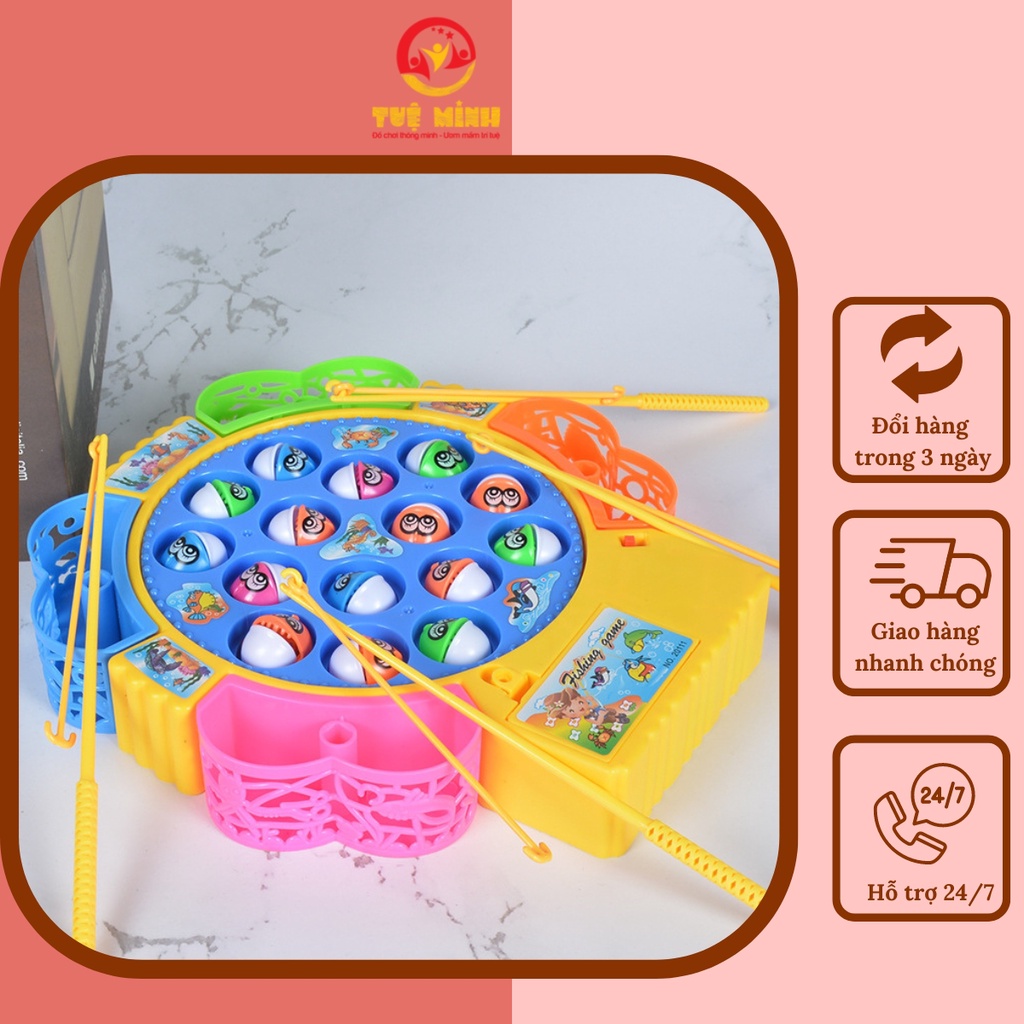 Đồ chơi câu cá 45 con cá 4 cần móc đồ chơi giáo dục phù hợp cho bé 2 - 6 tuổi tặng kèm 3 pin AAA