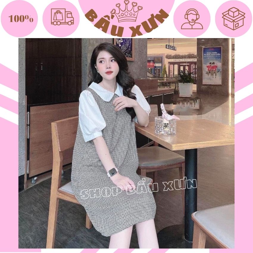 VÁY BẦU MÙA HÈ XINH KẺ TAY PHỒNG CỔ SEN NHẸ NHÀNG- ĐẦM BẦU ĐẸP,VÁY CÔNG SỞ DỄ MẶC