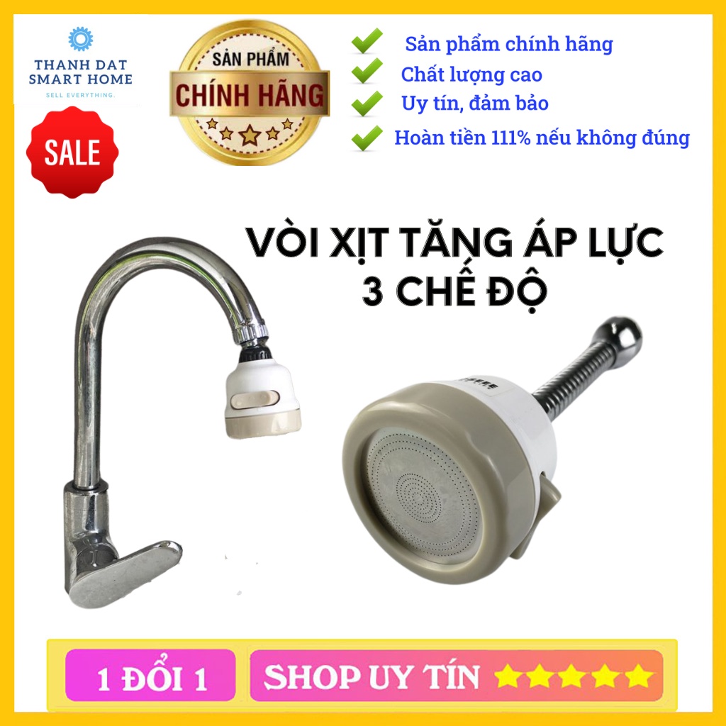 Bộ vòi xịt tăng áp lực rửa chén VSTADAY có dây nối dài và khớp nối xoay - 3 chế độ phun cực mạnh