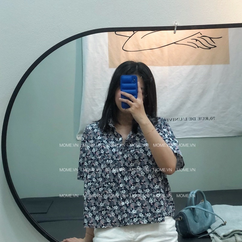 Sơ mi bông tay ngắn || thô cotton || dáng Croptop || Oversized - MOME.VN